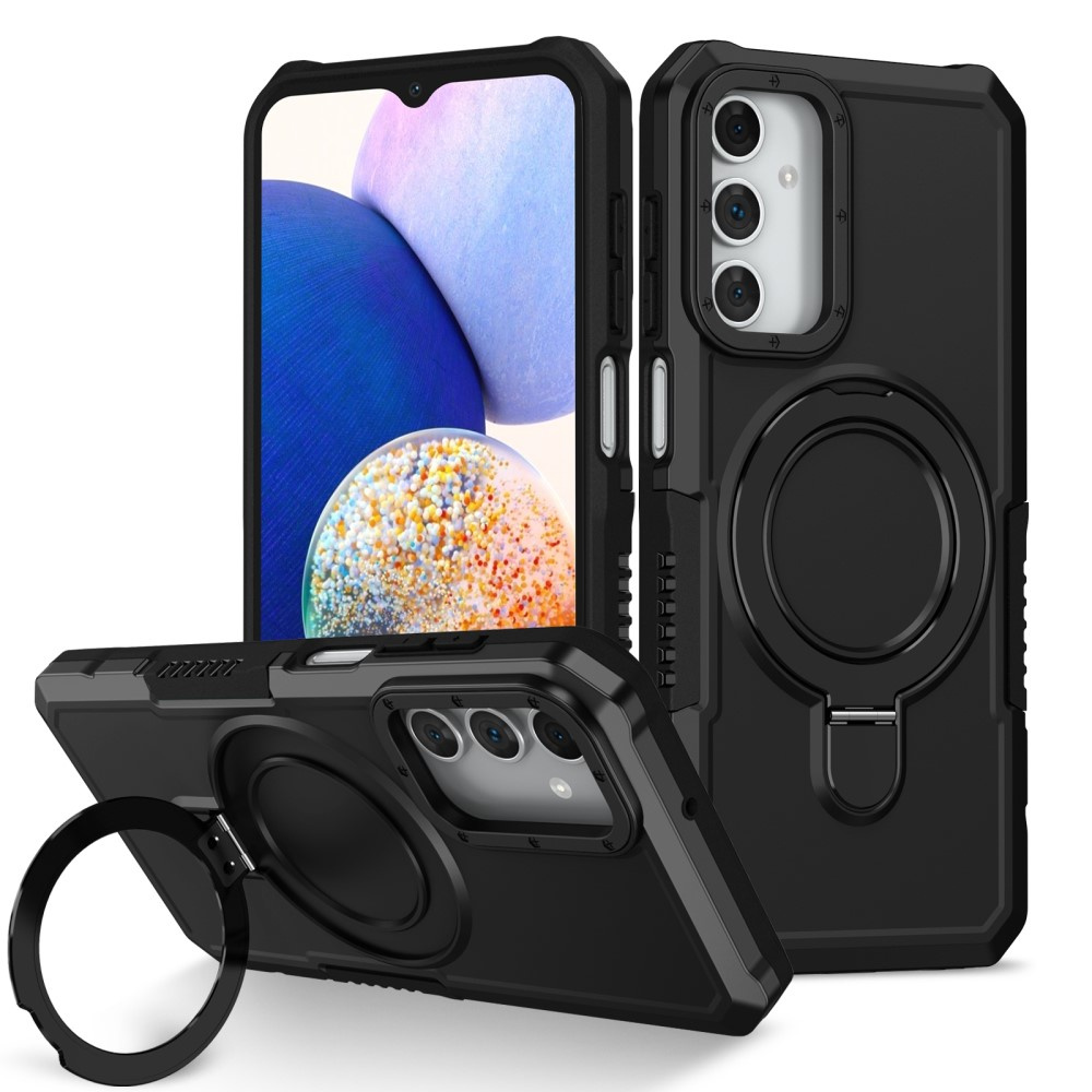 Schutzhülle Für Samsung Galaxy A15 5g, Mit Ringhalterung, Schwarz + 9h-glas