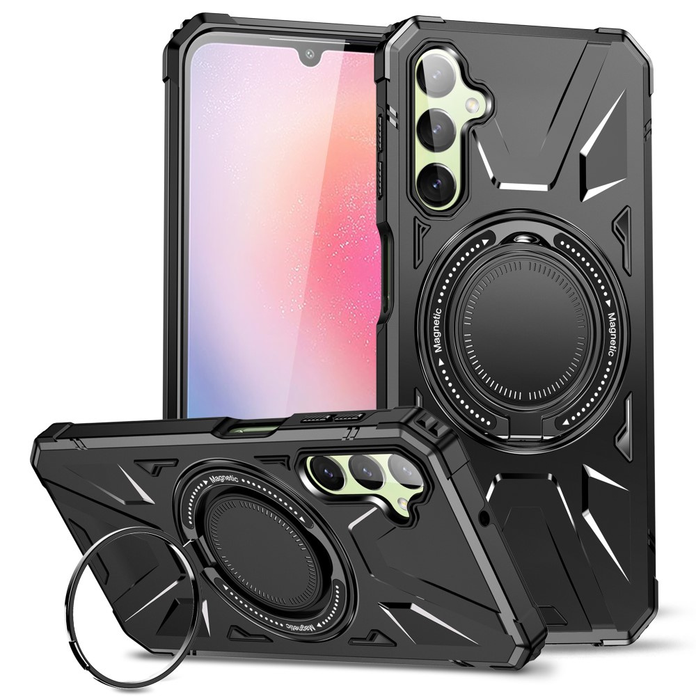 Schutzhülle Für Samsung Galaxy A25 5g, Mit Magsafe-funktion, Robust Mit Ständer, Schwarz + 9h-glas
