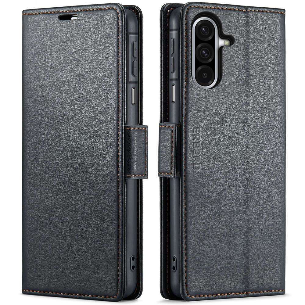 Samsung Galaxy A17 5g Hülle, Glänzende Litschi-klapphülle, Schwarz