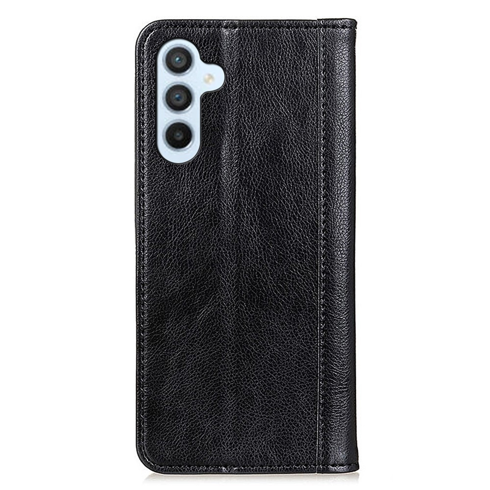 Schutzhülle Für Samsung Galaxy A35 5g, Brieftaschenmodell Aus Litschi-leder, Schwarz