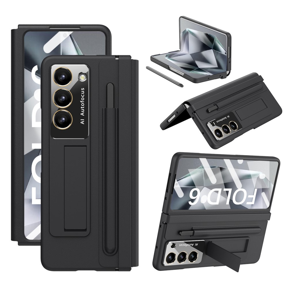 Samsung Galaxy Z Fold6 5g Schutzhülle Aus Feinem Leder Mit Stift, Schwarz
