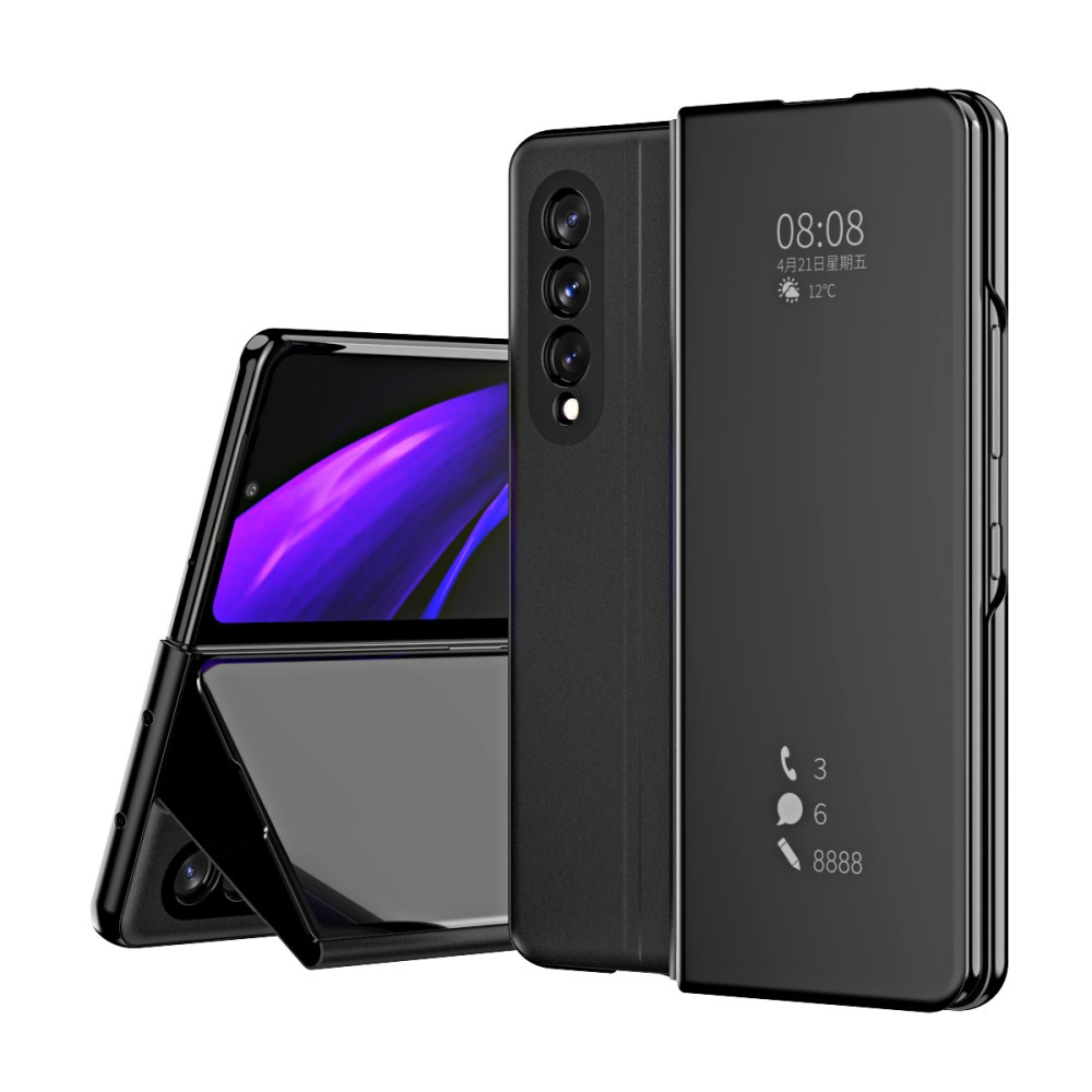 Schutzhülle Für Samsung Galaxy Z Fold3 5g, Clear View, Schwarz
