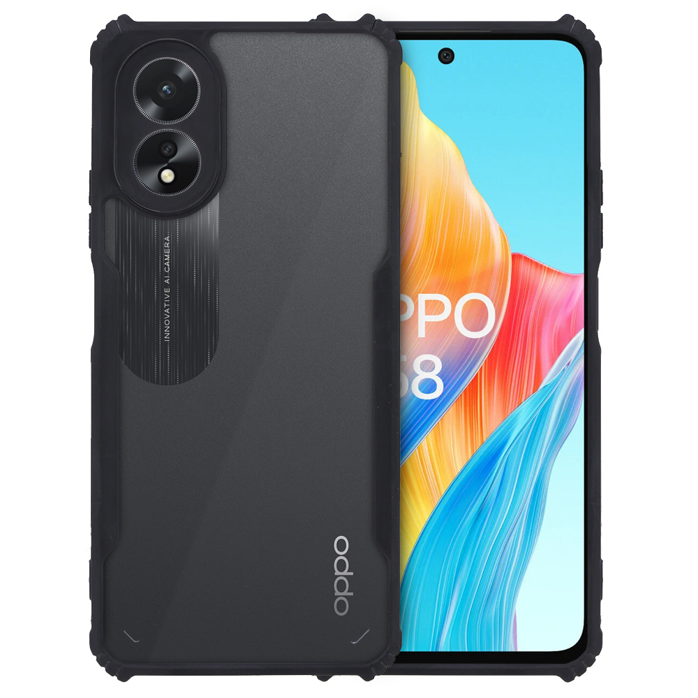 Schutzhülle Für Oppo A58 4g, Stoßfest, Hybrid, Schwarz