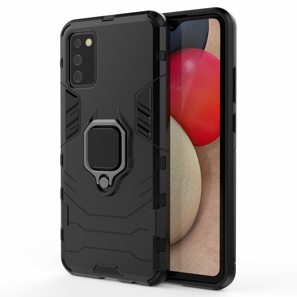 Schutzhülle Für Samsung Galaxy A02s, Mit Ringhalterung, Schwarz