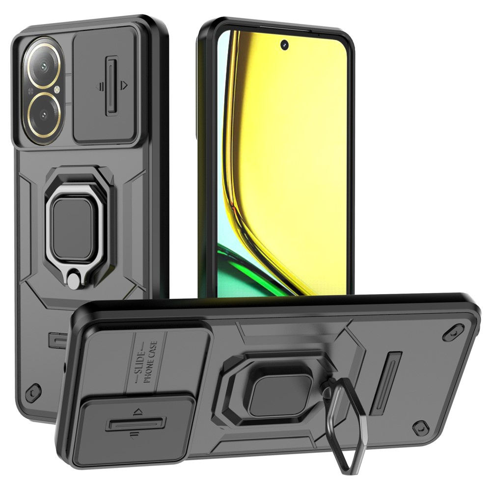 Schutzhülle Für Realme C67 4g, Mit Ausklappbarem Kameraobjektiv, Schwarz