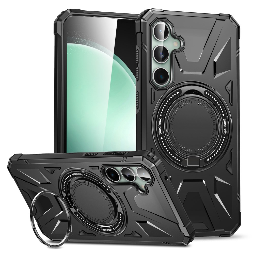 Schutzhülle Für Samsung Galaxy A15 5g, Magsafe-kompatibel Mit Ständer, Schwarz + 9h-glas