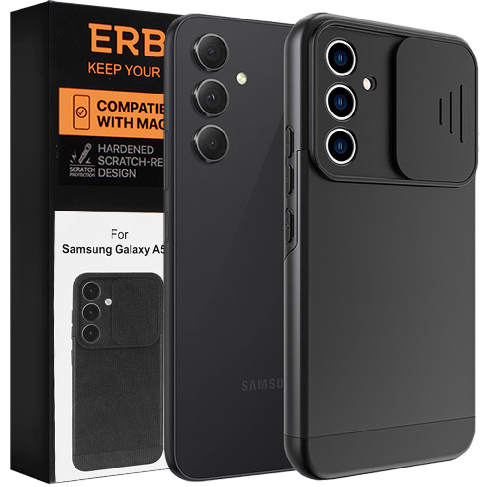 Schutzhülle Für Samsung Galaxy A55, Erbord Camprotect, Schwarz + 2x Panzerglas