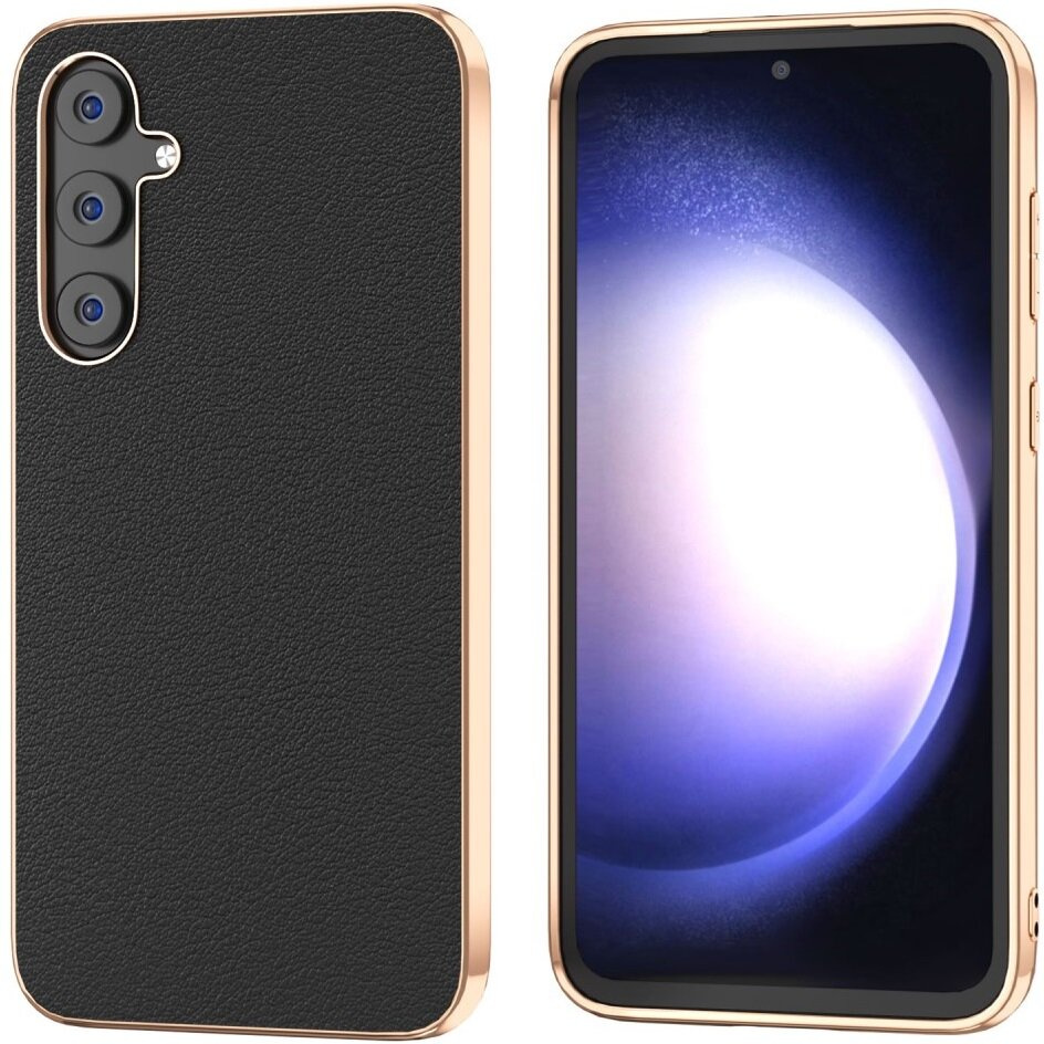 Schutzhülle Für Samsung Galaxy S23 Fe, Rindsleder, Schwarz