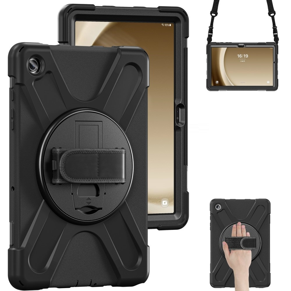 Schutzhülle Für Samsung Galaxy Tab A9+ X210 / X215 / X216b, Gepanzert, 360° Drehbar, Schwarz