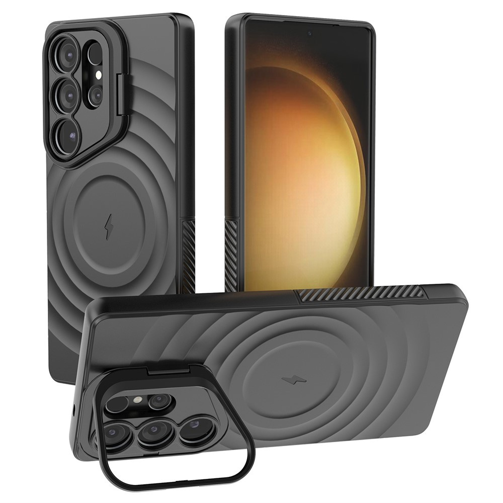 Samsung Galaxy S25 Ultra Hülle, Ripple-ständer, Für Magsafe, Schwarz