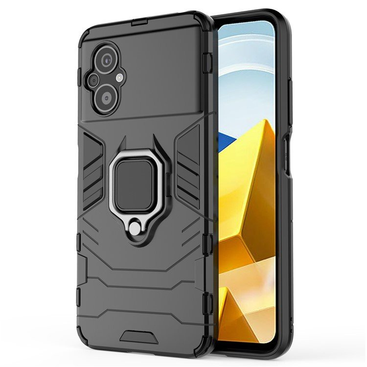 Schutzhülle Für Xiaomi Poco M5 4g, Mit Aufstellring, Schwarz