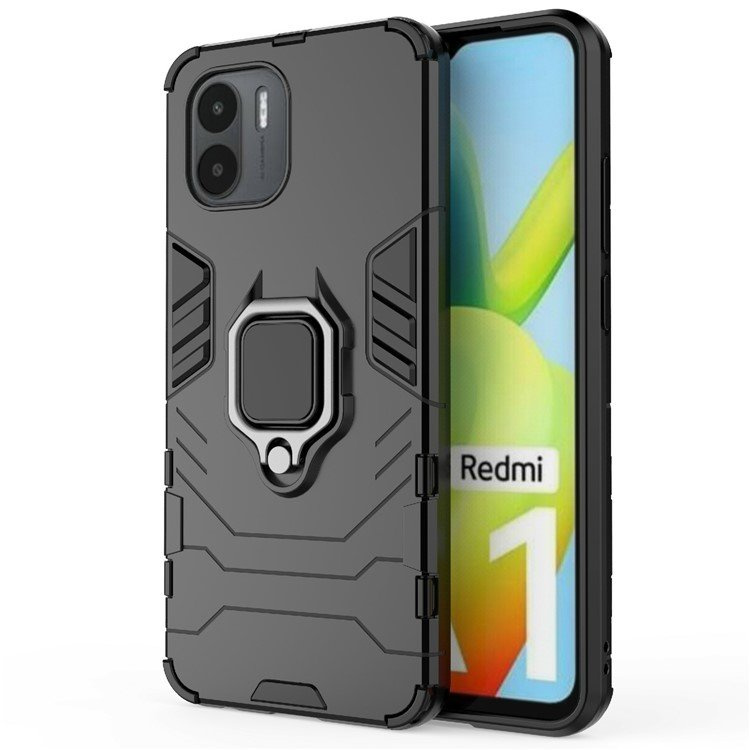 Schutzhülle Für Xiaomi Redmi A1 4g / A2 4g, Mit Ringhalterung, Schwarz