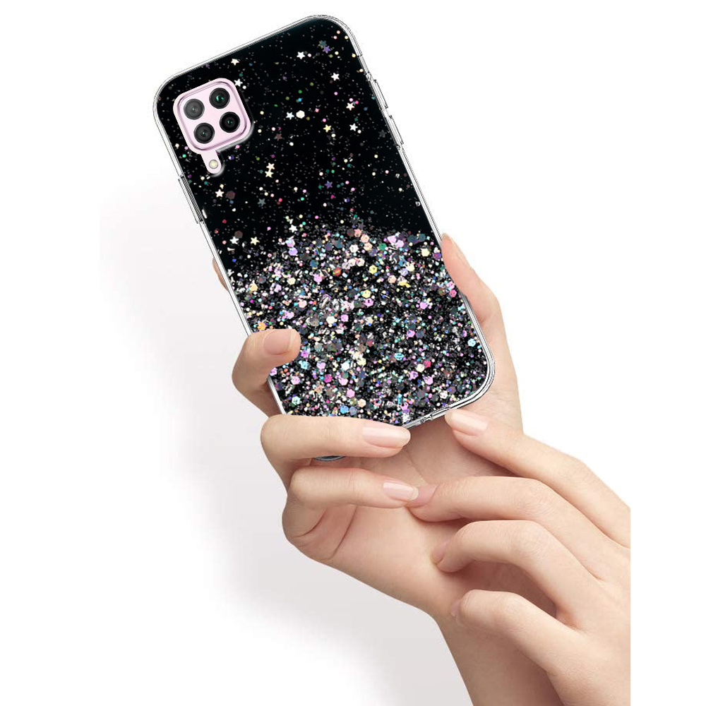 Huawei P40 Lite Hülle, Glitzernd, Schwarz