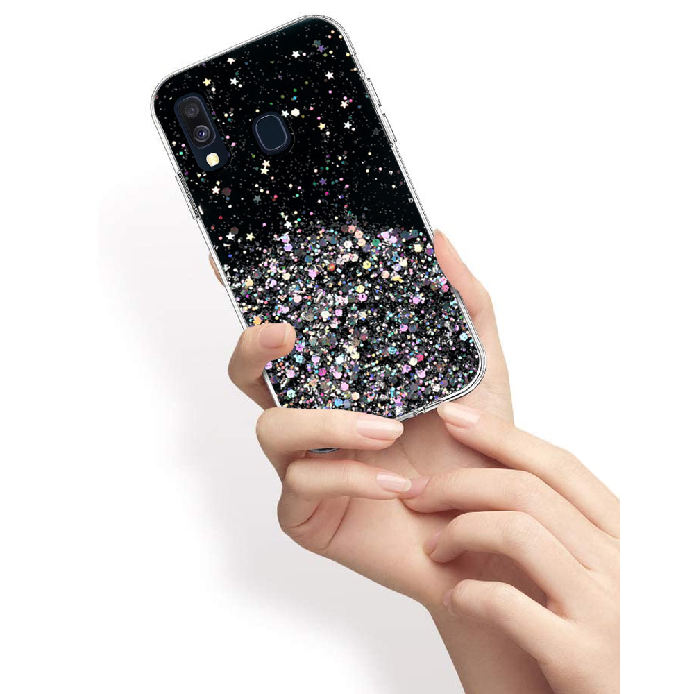 Samsung Galaxy A40 Hülle, Glitzernd, Schwarz