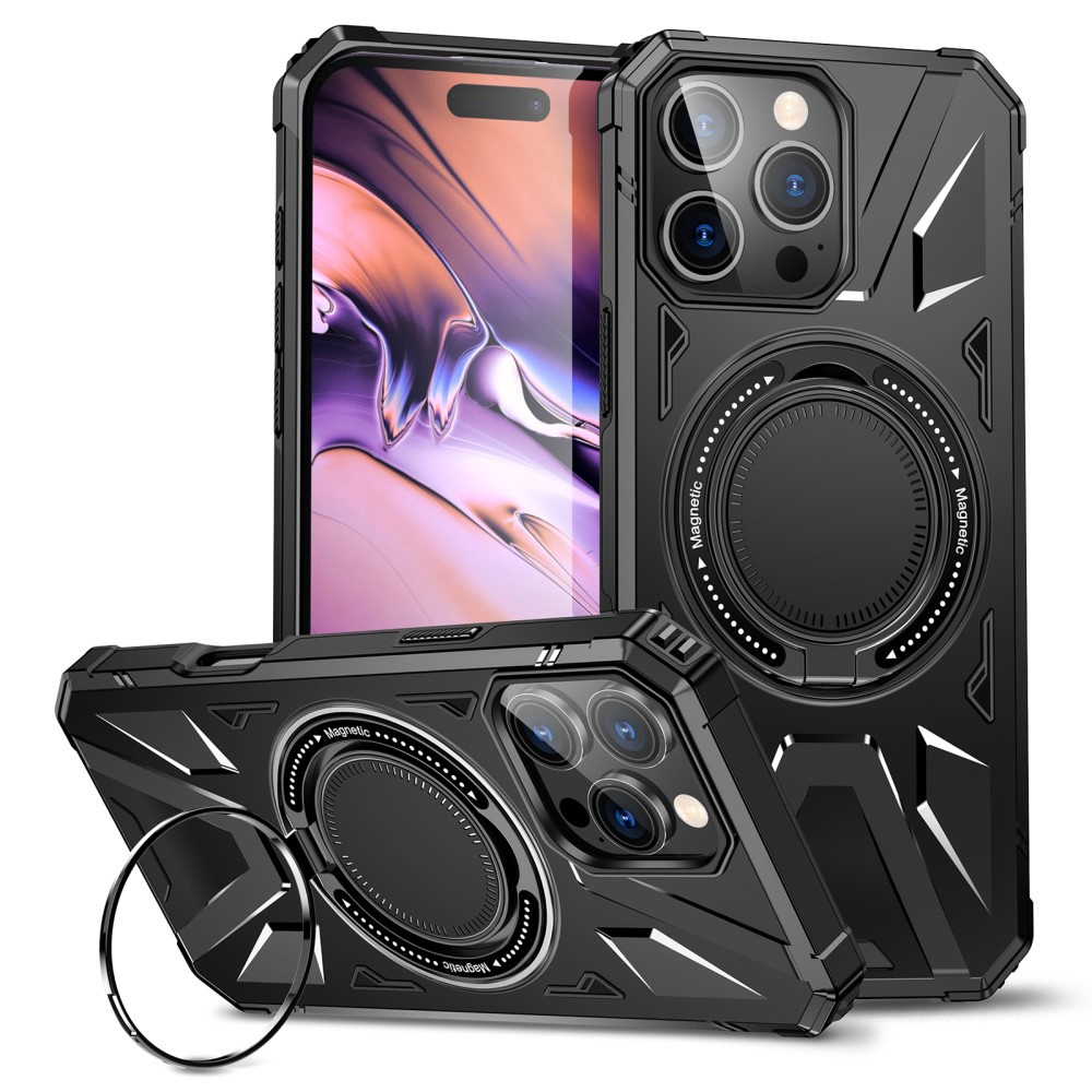 Iphone 16 Pro Hülle, Mit Integriertem Ständer Und Halterungsplatte, Schwarz