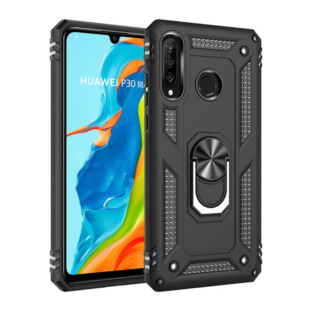 Gepanzerte Schutzhülle Für Huawei P30 Lite, Nox Case Ring, Schwarz