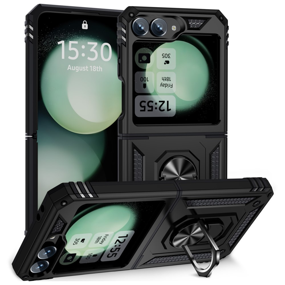 Gepanzerte Schutzhülle Für Samsung Galaxy Z Flip7 Fe / Z Flip6, Nox Case Ring, Schwarz