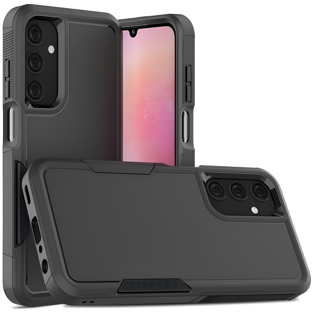 Gepanzertes Case Für Samsung Galaxy A25, Zweilagig, Schwarz + 9h-glas