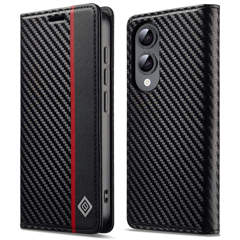 Samsung Galaxy S25 Edge Flip Case, Carbon Lc.imeeke, Schwarz