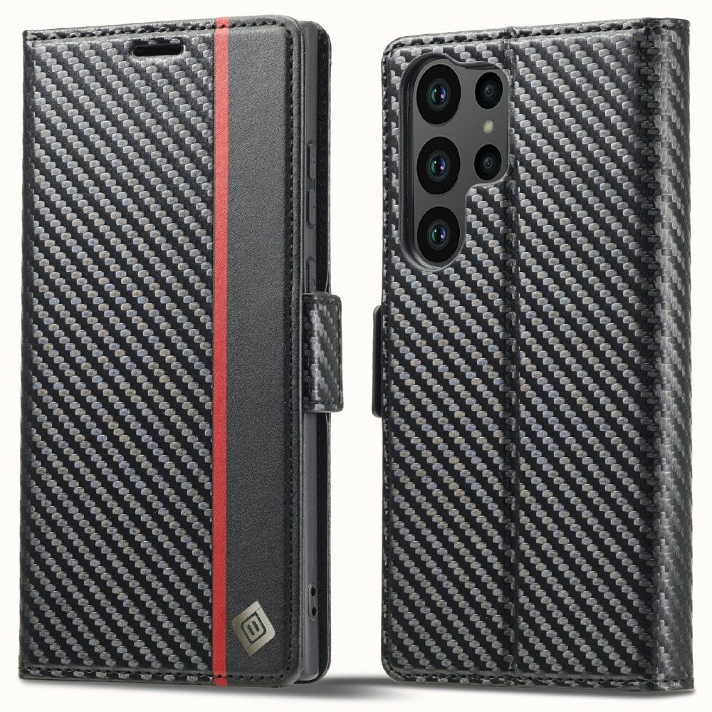 Samsung Galaxy S25 Ultra Flip Case, Carbon Lc.imeeke, Schwarz
