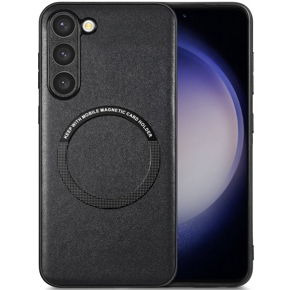 Samsung Galaxy S23 Hülle, Leder-hybrid Magsafe, Schwarz