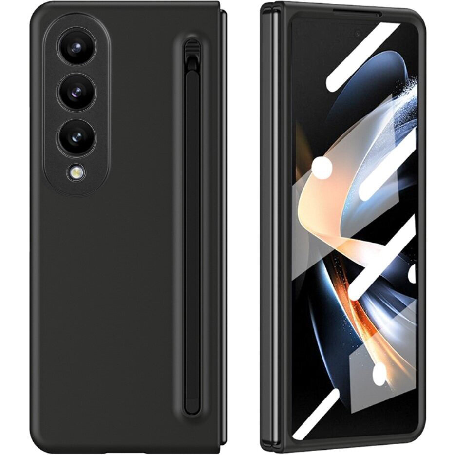 Schutzhülle Für Samsung Galaxy Z Fold 4 5g, Mit Glas Und Stift, Schwarz