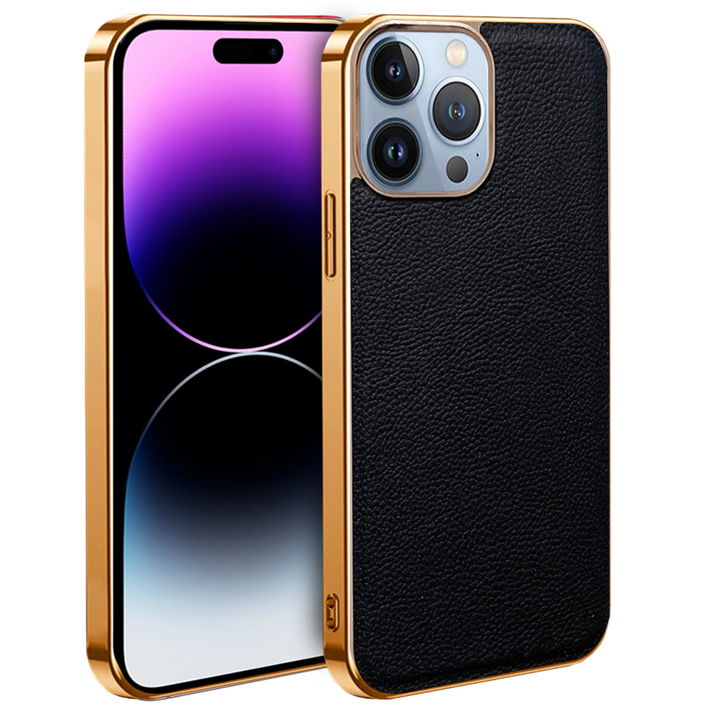 Iphone 13 Pro Hülle, Rindsleder, Schwarz