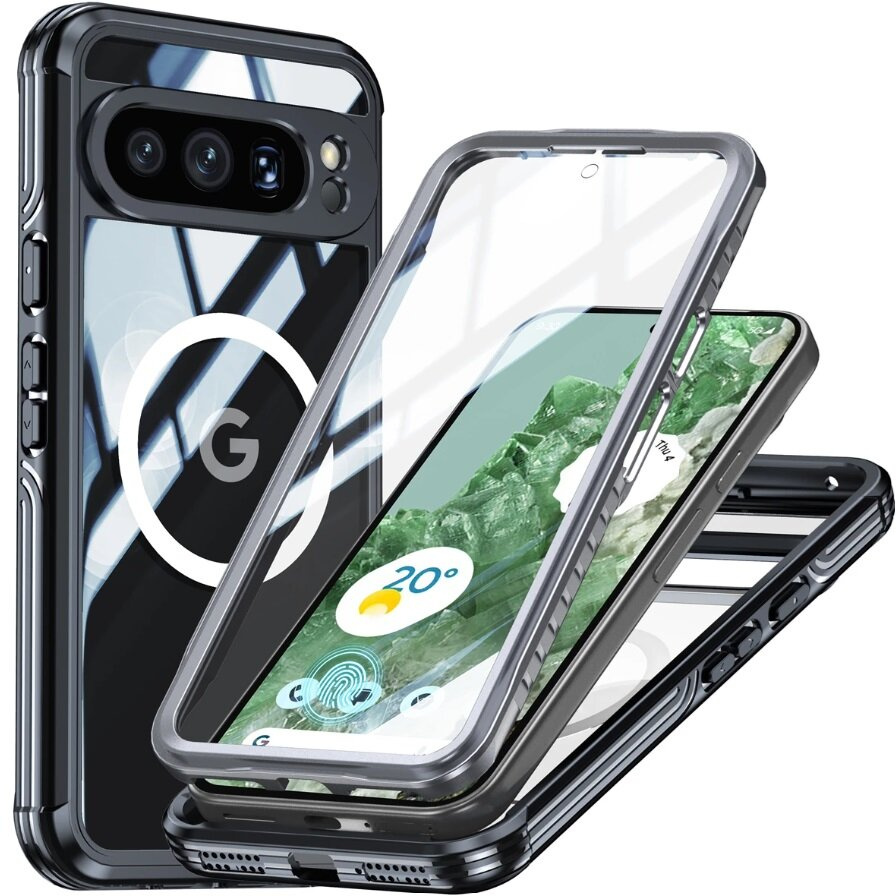 Stoßfeste Hülle Für Google Pixel 8 Pro Mit Displayschutzfolie Für Magsafe, Schwarz
