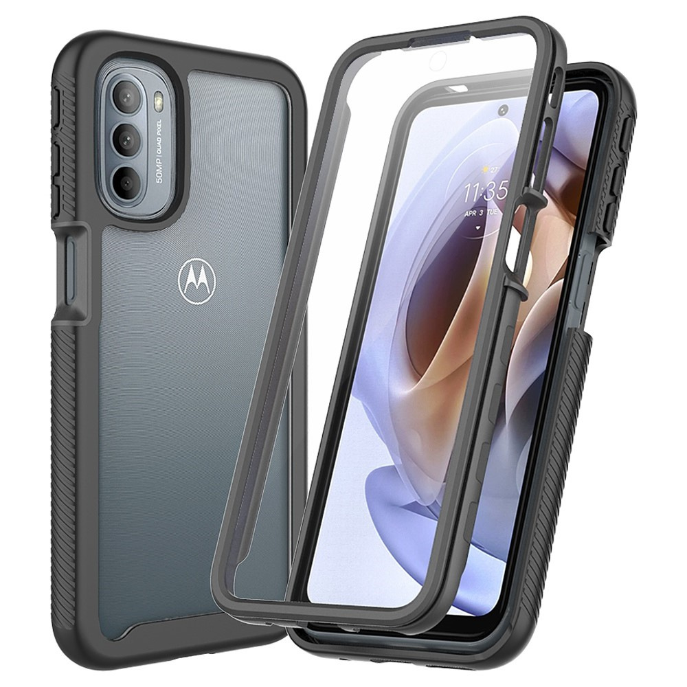 Schutzhülle Für Motorola Moto G51 5g, Stoßfest, Mit Folie, Schwarz