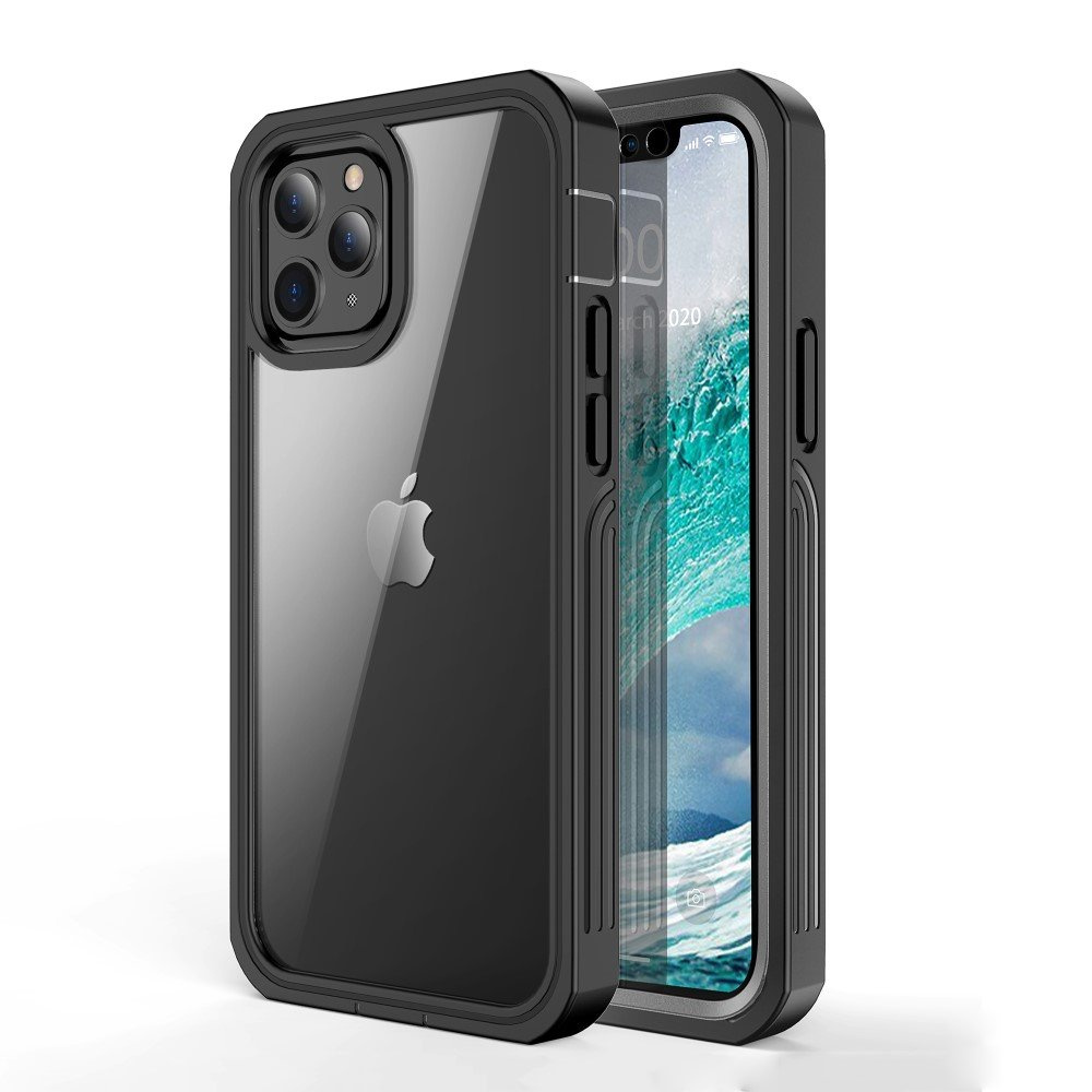 Schutzhülle Für Iphone 12/12 Pro, Stoßfest, Mit Folie, Schwarz