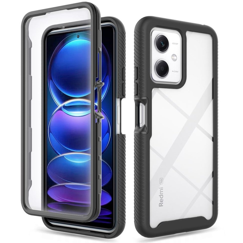 Schutzhülle Für Xiaomi Redmi Note 12 5g / Poco X5 5g, Stoßfest, Mit Folie, Schwarz