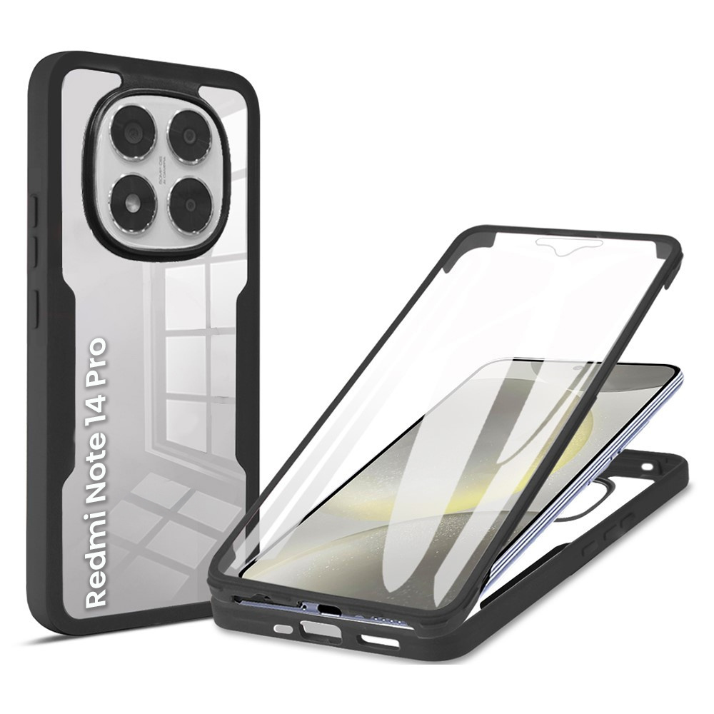 Schutzhülle Für Xiaomi Redmi Note 14 Pro 5g / 14 Pro+ 5g, Stoßfest, Mit Folie, Schwarz