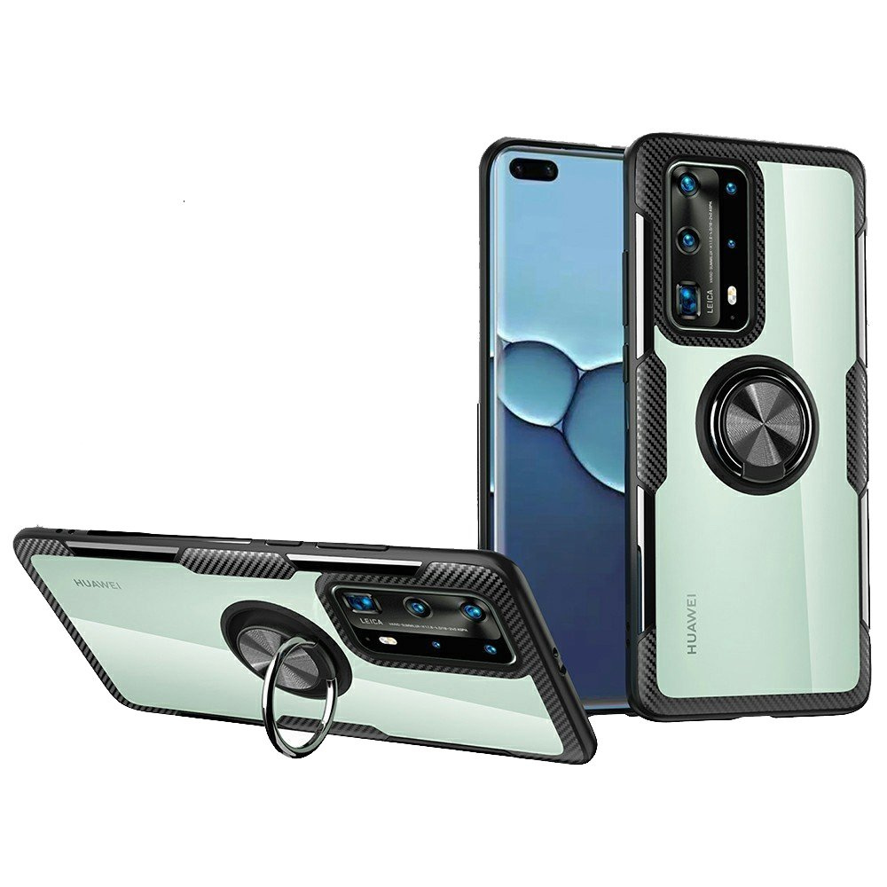 Huawei P40 Pro Klarsichthülle Mit Ring, Schwarz