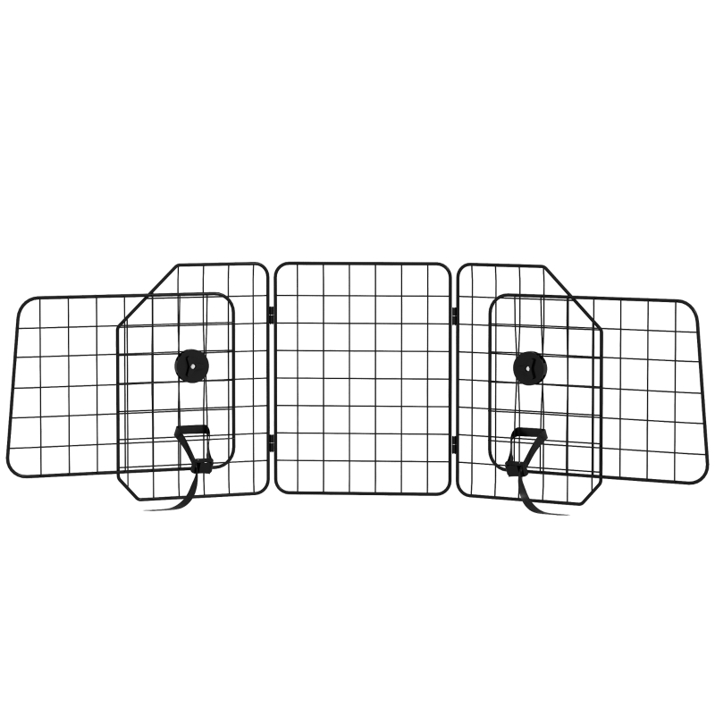 Autogitter Für Hunde, Verstellbar 93–150 Cm, Klappbar, Einfache Montage, Stahl, Schwarz