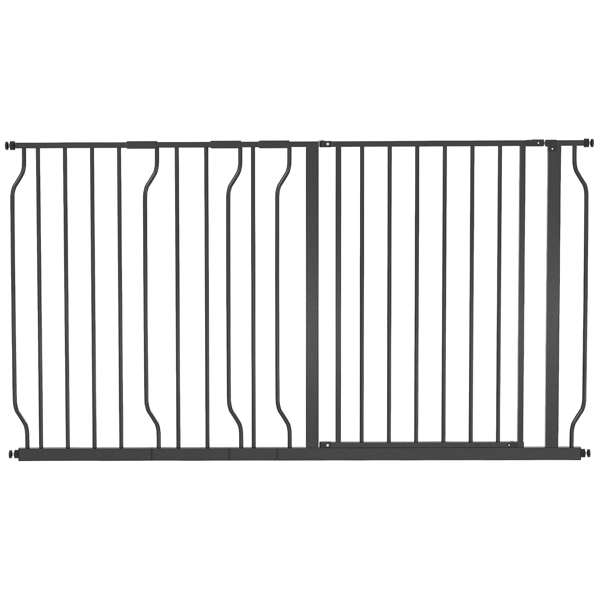 Hundeschutzgitter, 75–145 Cm Verstellbar, 2-wege-öffnung, Doppeltes Verriegelungssystem, Ohne Bohren, Schwarz