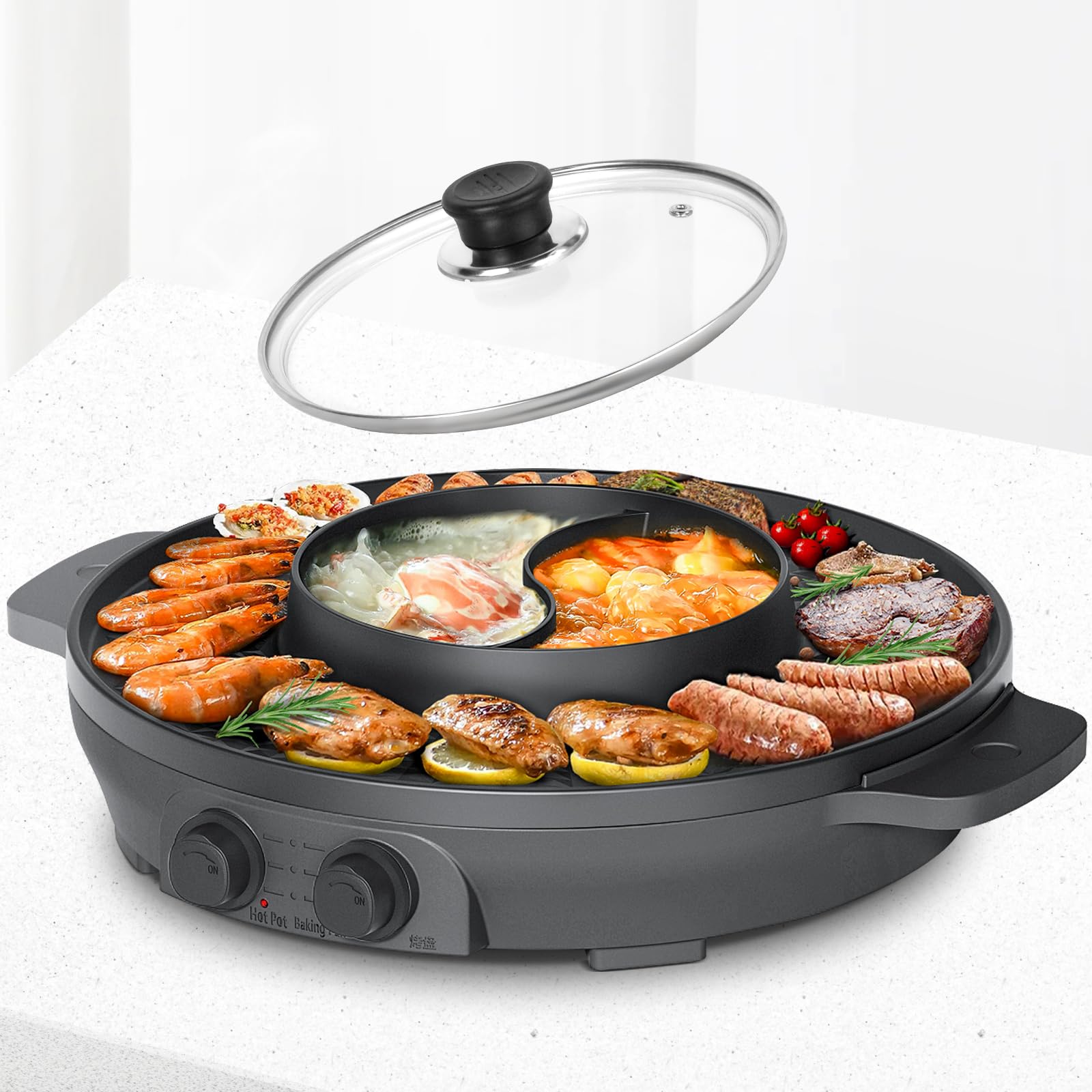 2-in-1-elektrogrill Mit Temperaturregelung, Leicht Zu Reinigen