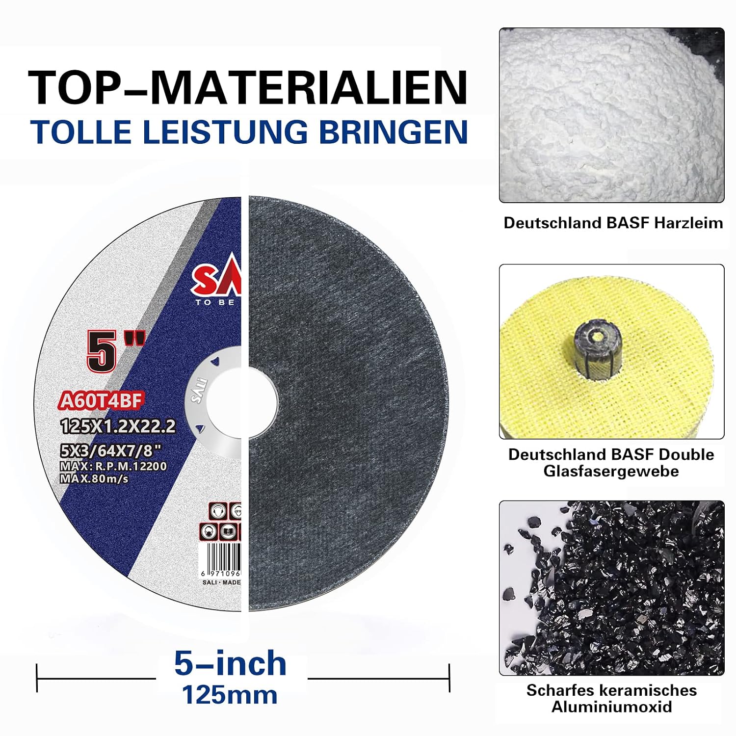 Flache Metalltrennscheibe 125x1x22 10 Stück