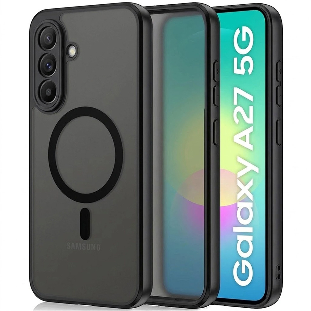 Rauchgraue Schutzhülle Für Samsung Galaxy A27 5g, Matte Hülle, Mit Magsafe-anschluss, Schwarzer Rahmen