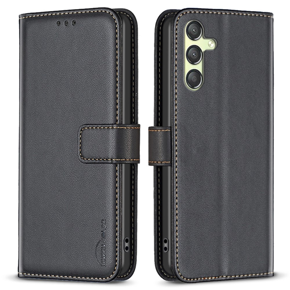 Flipcase Für Samsung Galaxy A25 5g, Binfen Wallet, Schwarz + 9h-glas