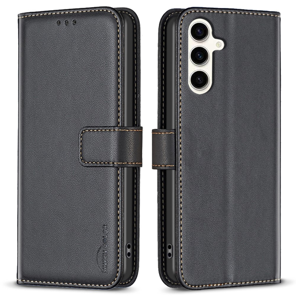 Flip-case Für Samsung Galaxy S23 Fe, Binfen Wallet, Schwarz + 9h-glas