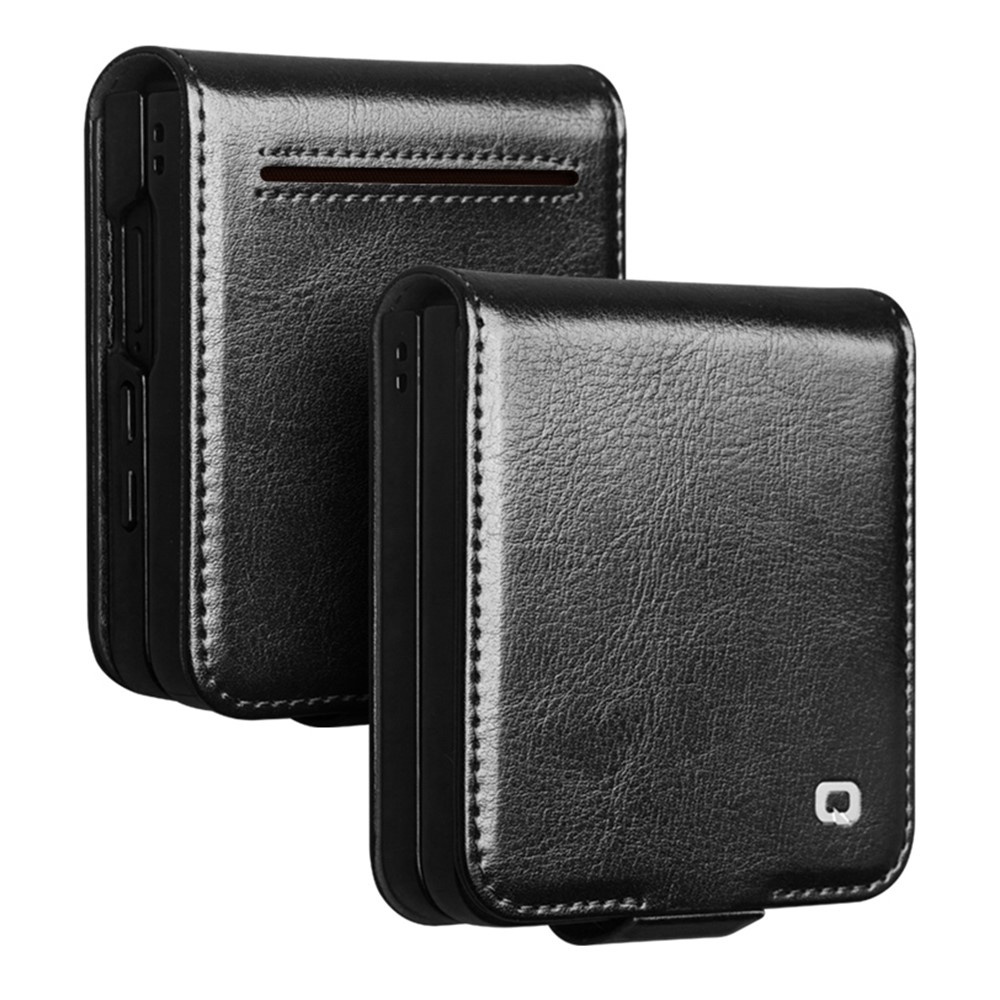 Lederhülle Mit Klappe Für Samsung Galaxy Z Flip 8, Qialino, Schwarz