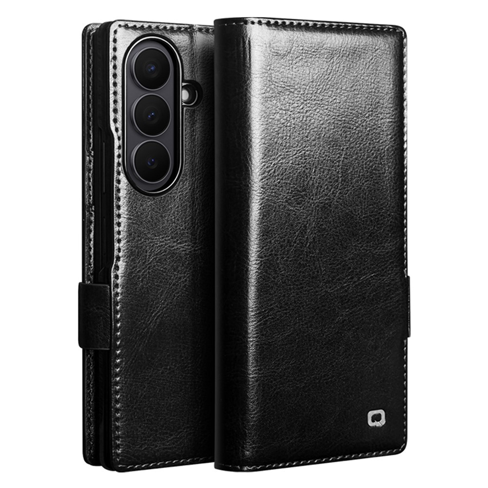 Leder-klapphülle Für Samsung Galaxy Z Fold 8 Ultra, Qialino, Schwarz