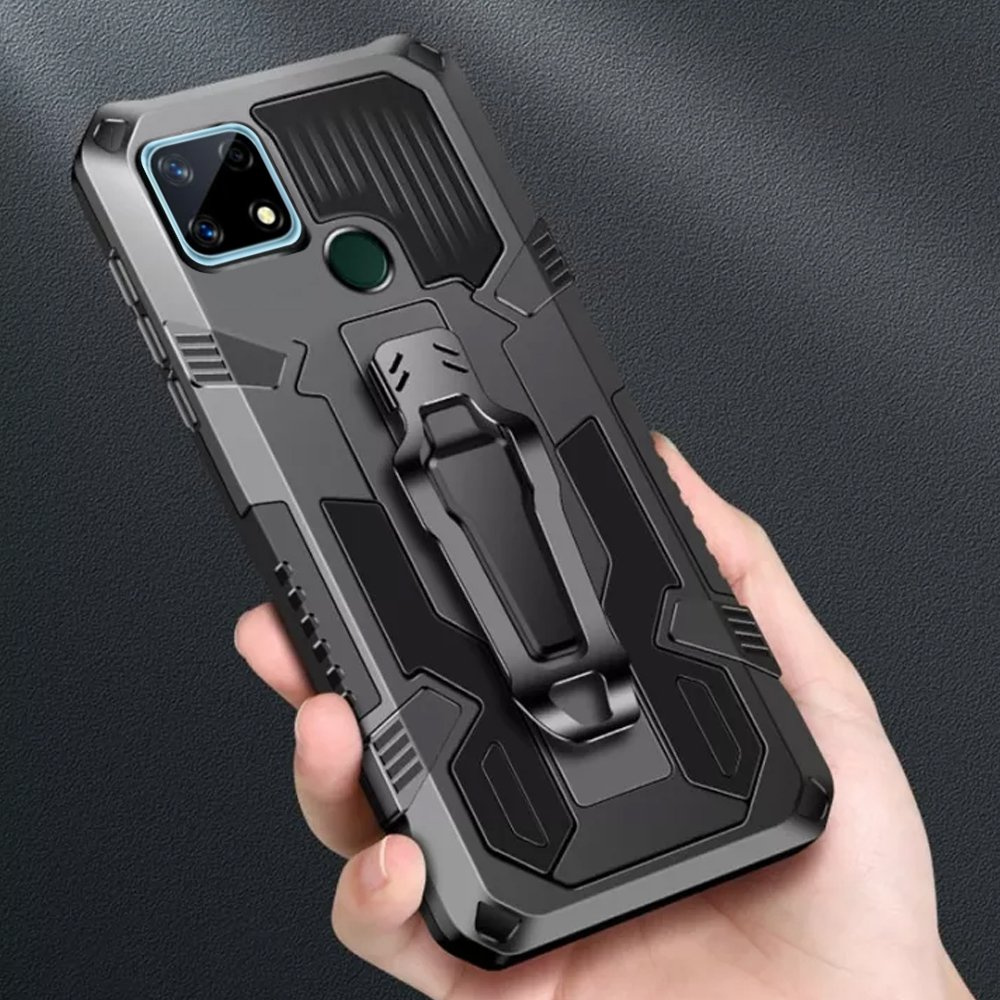 Hybrid-schutzhülle Mit Integriertem Ständer Für Realme 7i, Schwarz