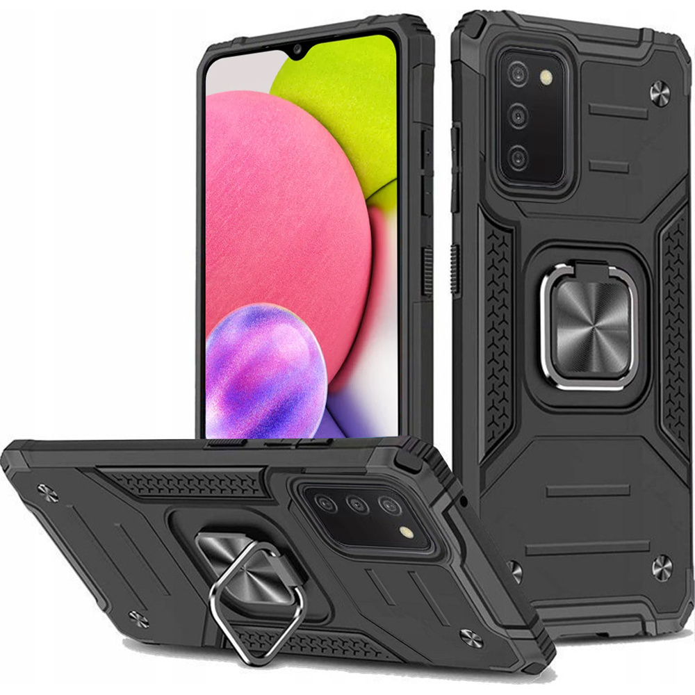 Ring-schutzhülle Mit Ständer Für Samsung Galaxy A03s, Schwarz