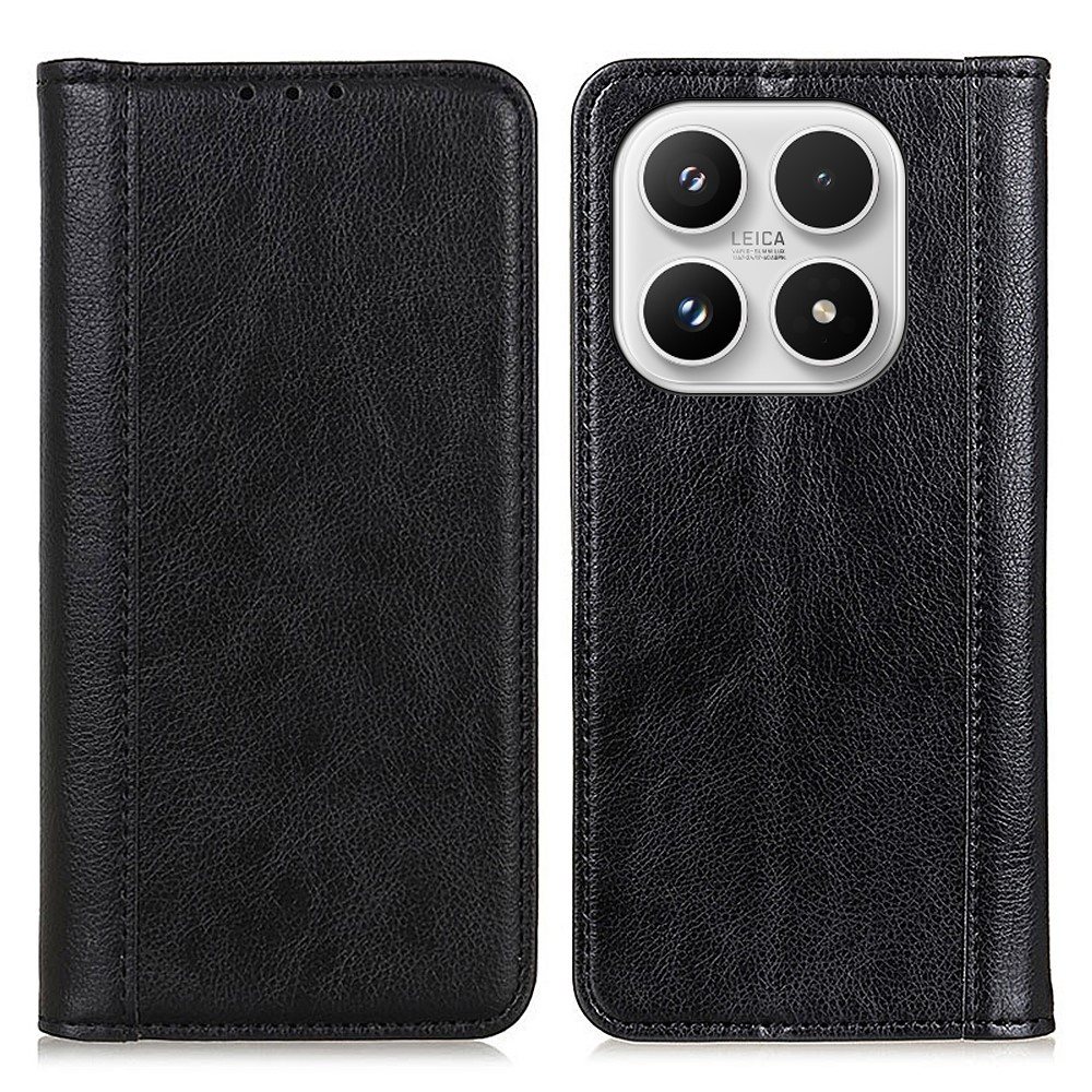 Klapphülle Für Xiaomi 17, Spaltleder, Schwarz