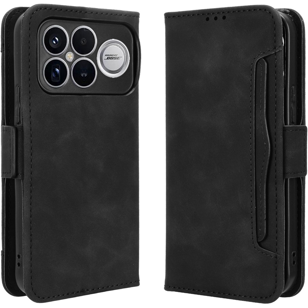 Flip-case Für Xiaomi Poco F8 Ultra, Mit Kartenfach, Schwarz