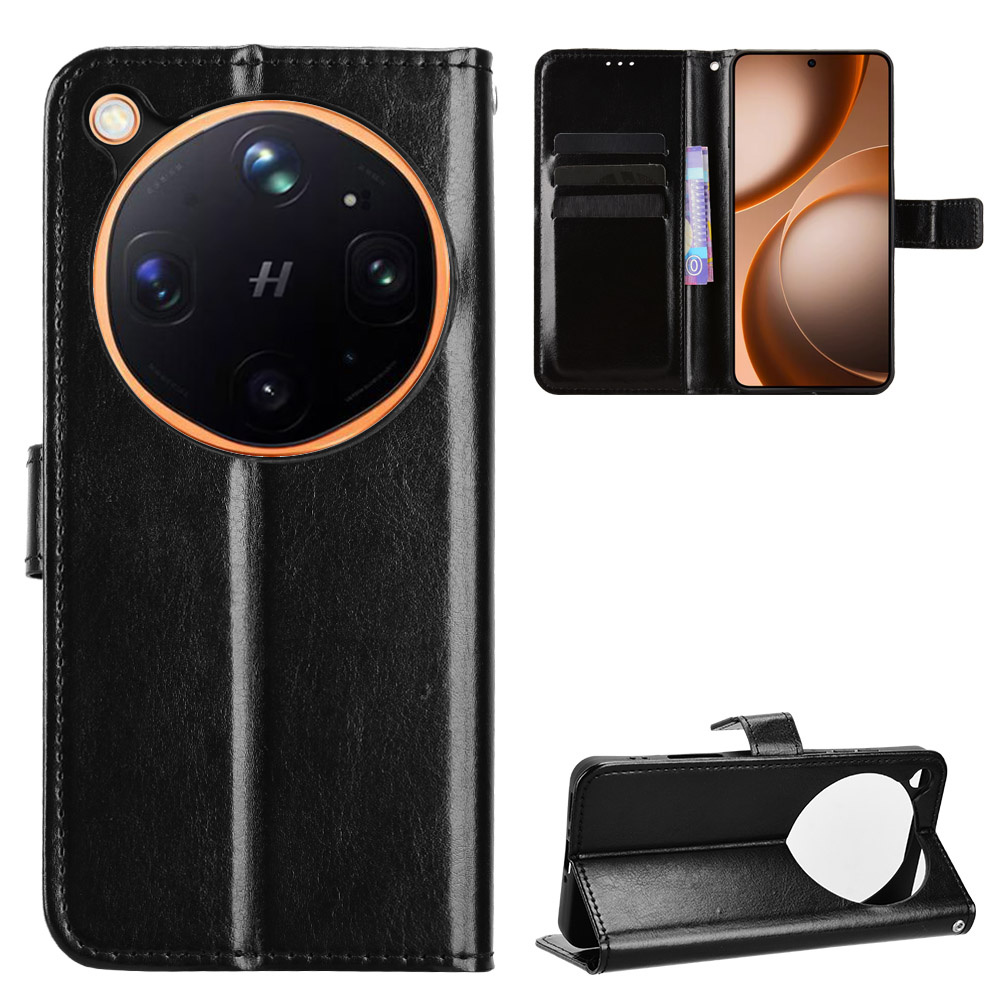 Klapphülle Für Oppo Find X9 Ultra, Crazy Horse Wallet, Schwarz