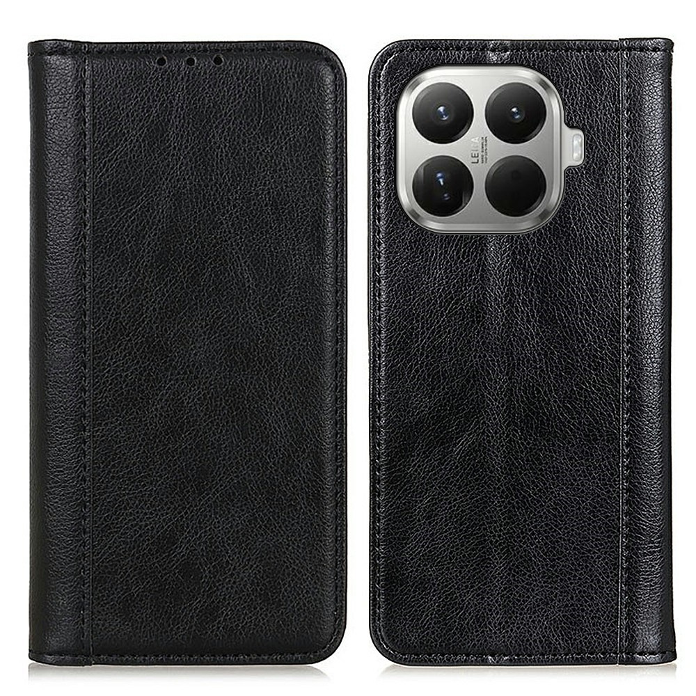 Klapphülle Für Xiaomi 17t, Spaltleder, Schwarz