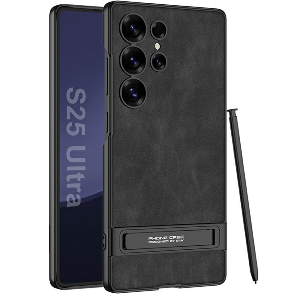 Samsung Galaxy S25 Ultra Gkk Hülle – Ultradünn, Hart, Matt, Mit Ständer – Schwarz