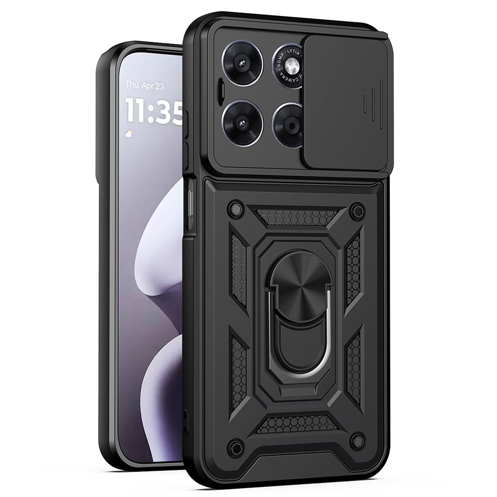 Gepanzerte Schutzhülle Für Motorola Moto G57 Power, Camshield Slide, Schwarz